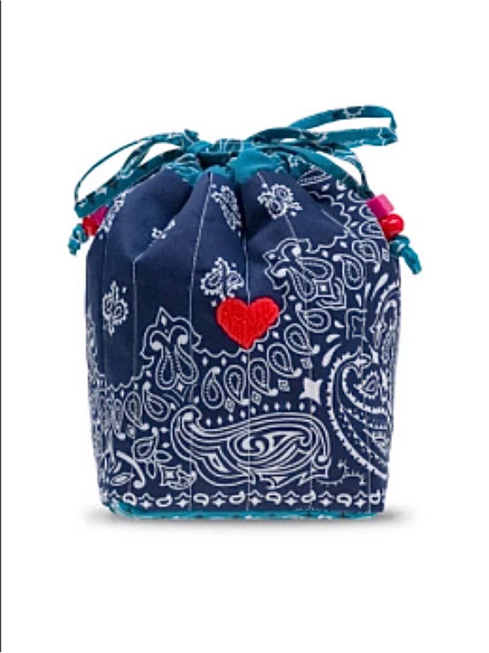 Call It By Your Name -HEART- mini bucket quilted navy/petroleum blue bag